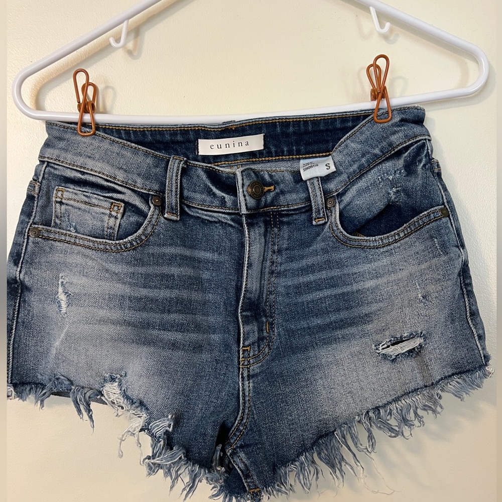 Eunina Distresses Dark Blue Shorts